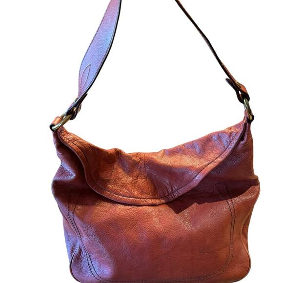 Frye Leather Brick Red Shoulder Bag with Magnetic Closure - Picture 1 of 10